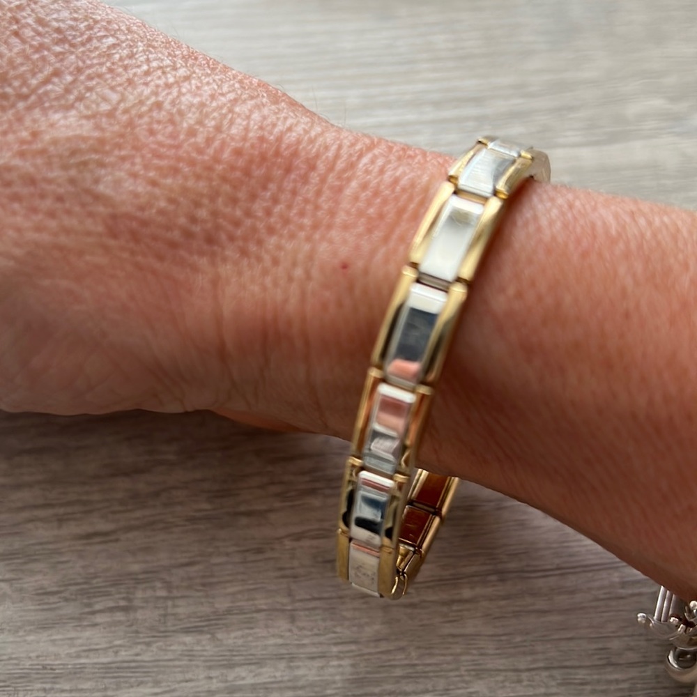 Excellent condition silver and gold plated stretch bracelet
